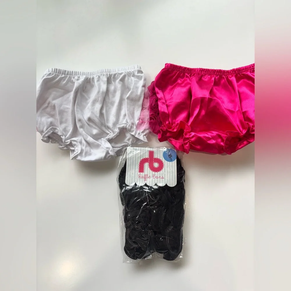 Ruffle Butts Pink, White, and Black Bloomers Sets